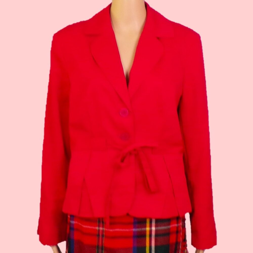 ANALOGY size 14 carmine-red 2-button blazer 100% polyester dry clean only